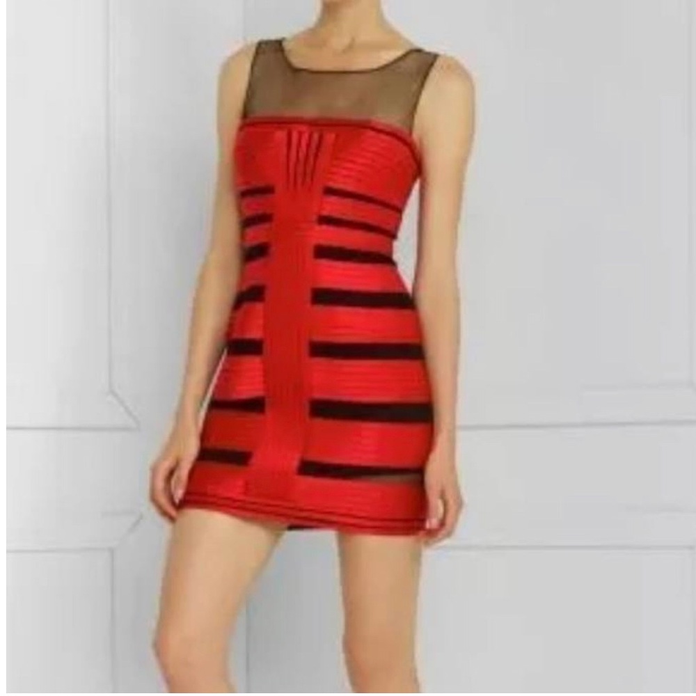 Bcbg MAXAZRIA “Brenda” textured red/black dress